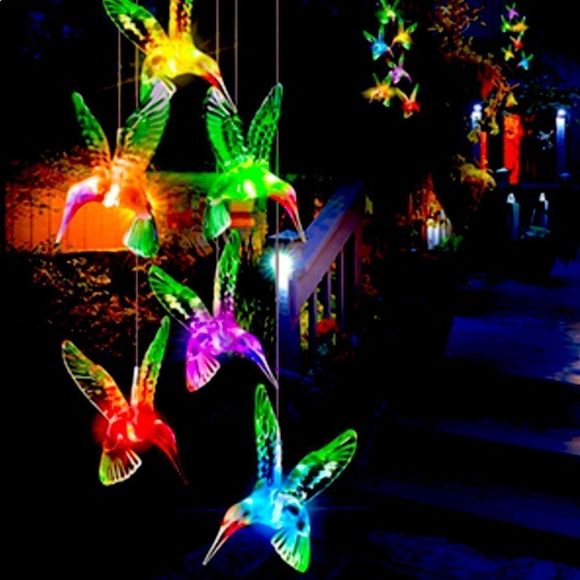 Solar Wind Chime Night Light Hummingbird - Picture 8 of 8
